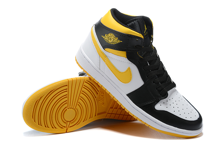 2020 Air Jordan 1 Retro Black White Yellow Shoes